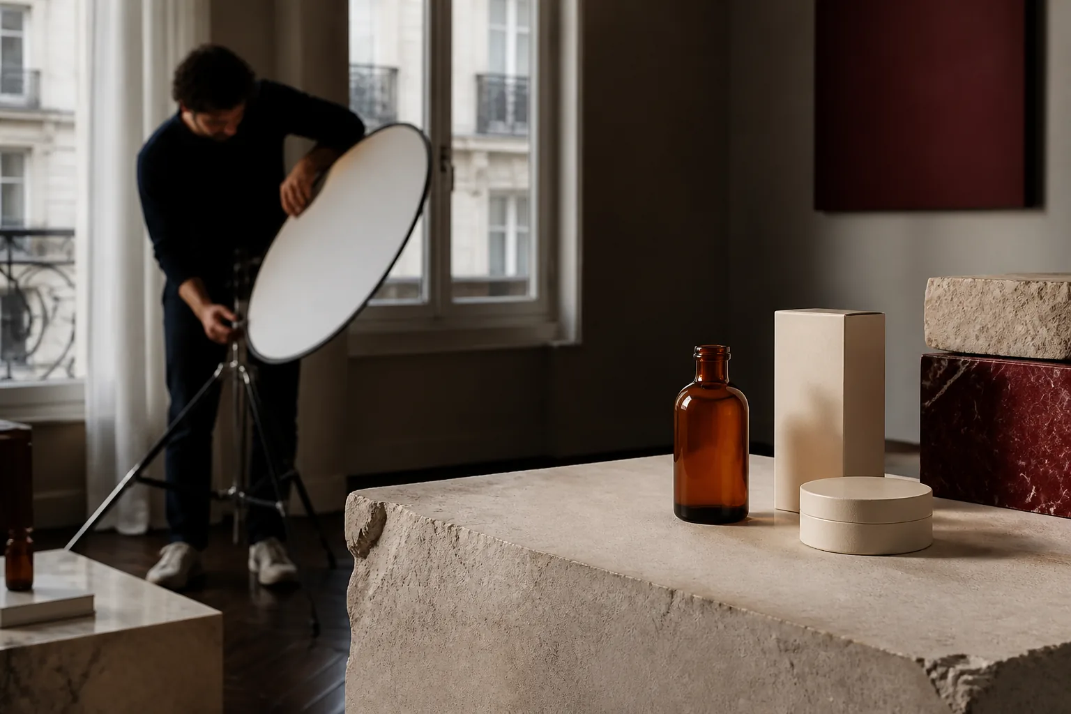 Préparation d’une photographie produit en studio à Paris