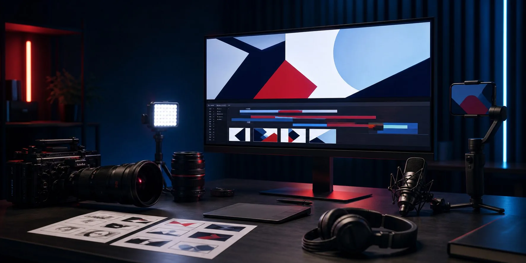 Poste de montage et environnement de création pour une production vidéo